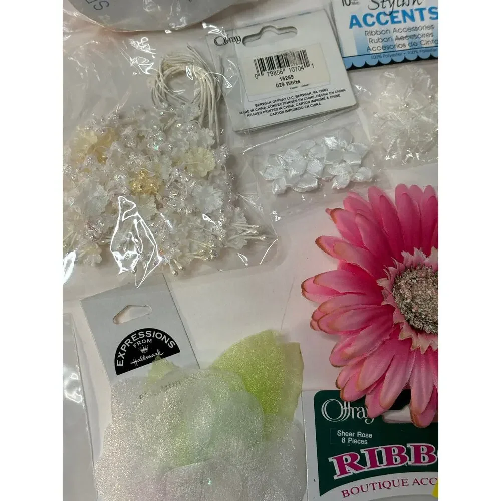 Crafting Lot Flower Fairy Garden Ribbon Roses Floral Flower Pots Craft Pink